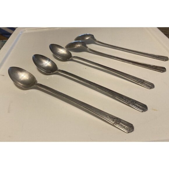 5 Pieces Wm A Rogers Everlasting Iced Tea Spoons Silverplate A1 Plus Silverware - Picture 1 of 6